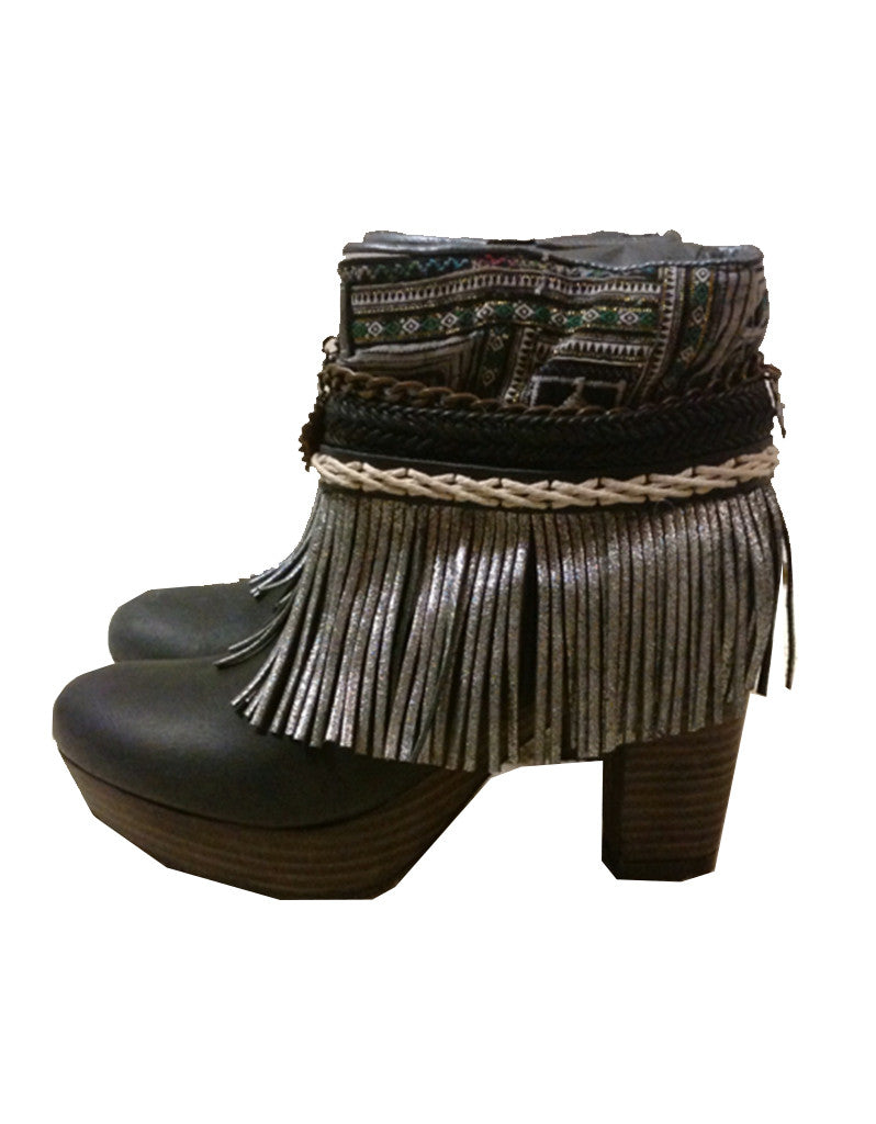 Boho Custom Made High Heel Boots - Black - SWANK - Shoes - 17