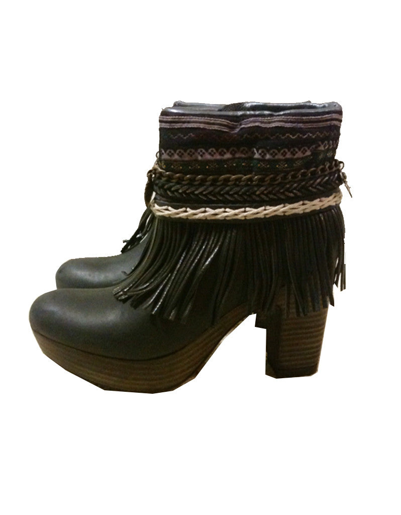 Boho Custom Made High Heel Boots - Black - SWANK - Shoes - 18