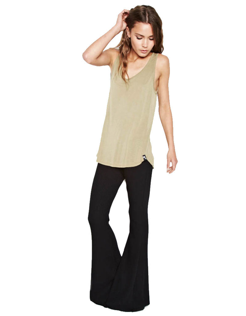 Michael Lauren Van Ribbed Bell Pant in Black - SWANK - Pants - 1