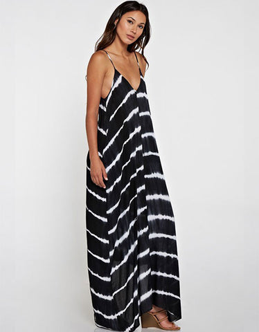 Vagabond Tie-Dye Maxi Dress with Pockets in Black