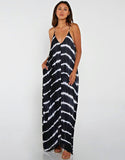 Vagabond Tie-Dye Maxi Dress with Pockets in Black