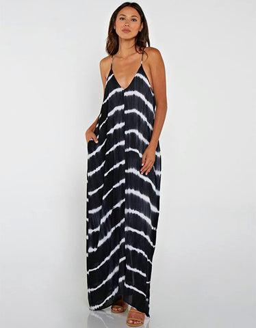 Challis Off the Shoulder Maxi Dress in Black