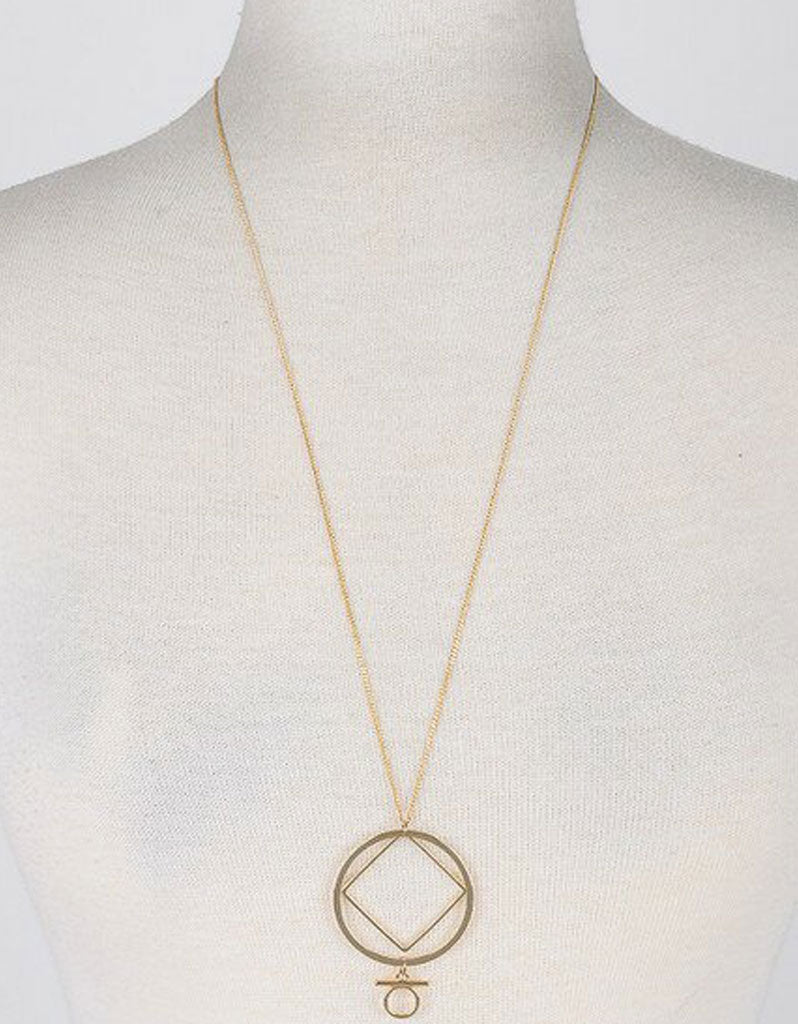 Vintage Snoot Deco Orbital Believer Necklace in Gold