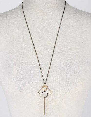 Vintage Snoot Deco Orbital Necklace in Black/Gold