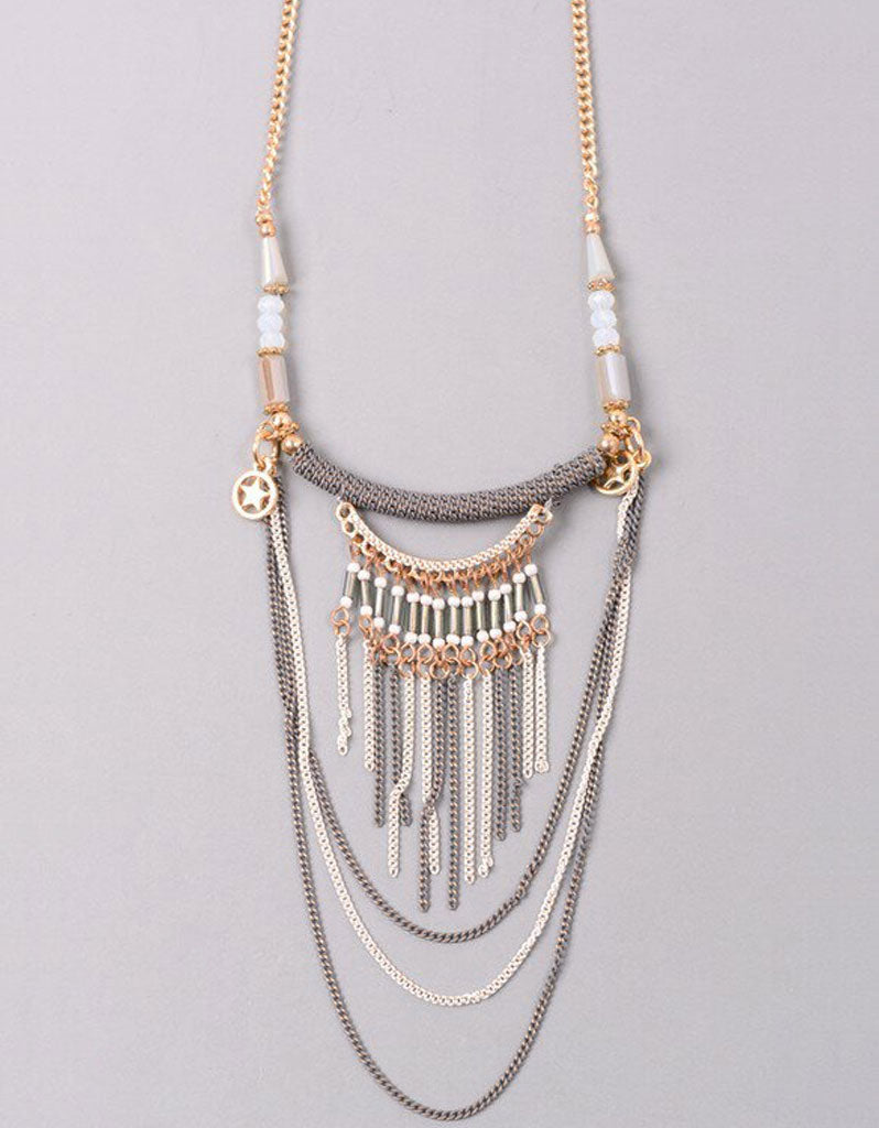 Luxe Military Short Necklace in Grey