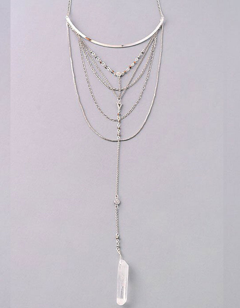 Vintage Snoot Lavish Layered Stone Necklace in Antique Silver