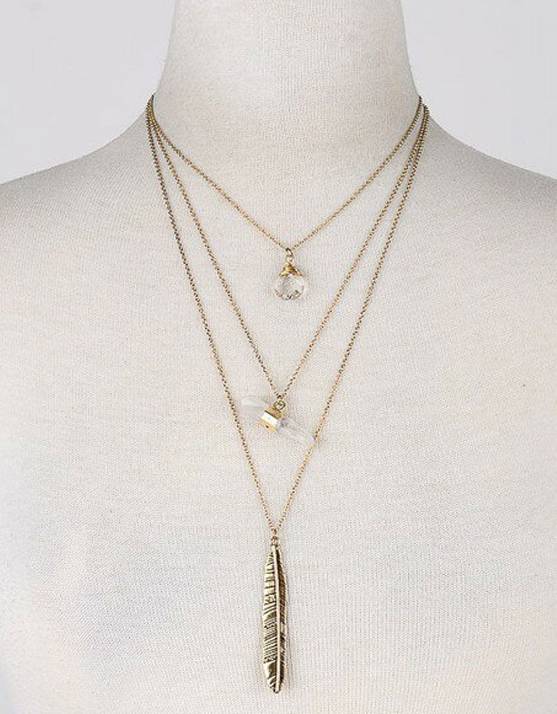 Vintage Snoot Gold Feather Necklace