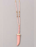 Gwyneth Beaded Horn Necklace in Grey