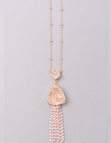 Vintage Snoot Starfringe Double Druzy Necklace in Rose Gold