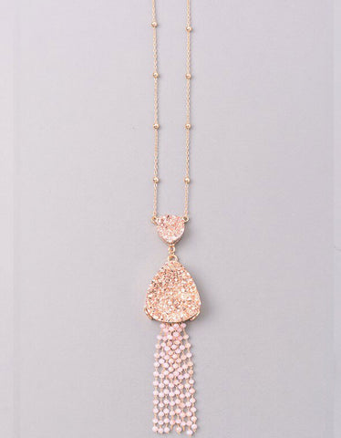Luxe Oval Double Y Necklace in Rose Gold