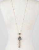 Vintage Snoot Starfringe Double Druzy Necklace in Gunmetal