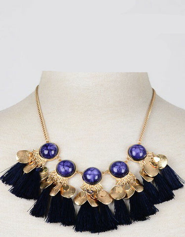 Selena Statement Iconic Necklace in Navy