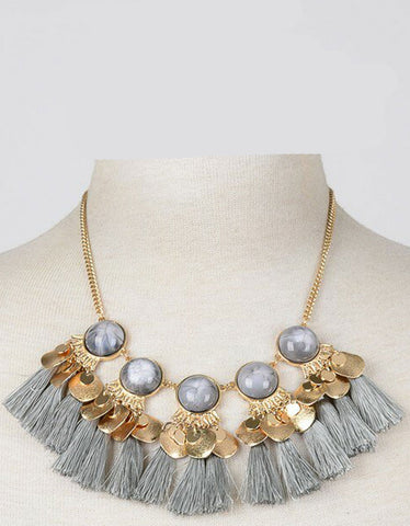 Selena Iconic Statement Necklace in Grey