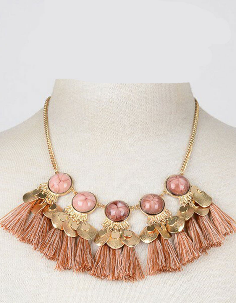 Selena Iconic Statement Necklace in Pink/Brown