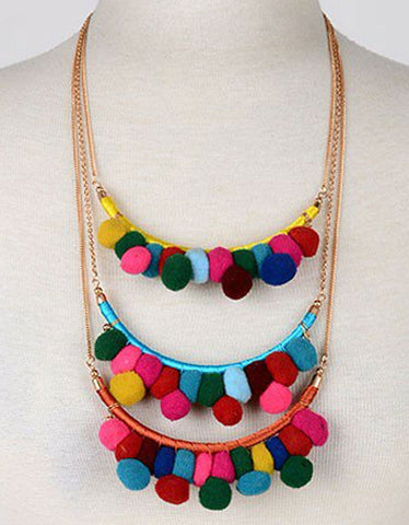 Vintage Snoot Samar Necklace with Studded Fringe in Grey