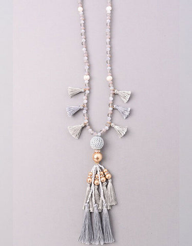 Luxe Military Short Necklace in Grey