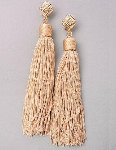 Unicorn Tears Fringe Tassel Earrings in Beige