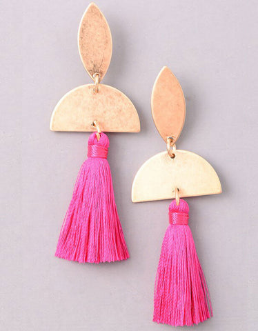 Tonal Tassel Earrings in Fuchsia