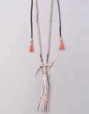 Vintage Snoot Samar Necklace with Studded Fringe in Grey