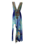 Shahida Parides V-Neck Embellished Long Dress in Azure - SWANK - Dresses - 2