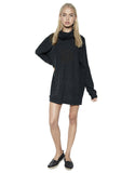 Michael Lauren Vargus L/S Draped Turtleneck Dress in Jet Black - SWANK - Dresses - 1