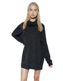 Michael Lauren Vargus L/S Draped Turtleneck Dress in Jet Black - SWANK - Dresses - 2