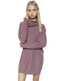 Michael Lauren Vargus L/S Draped Turtleneck Dress in Sangria - SWANK - Dresses - 2