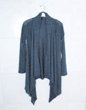 Michael Lauren Vasco Wrap Cardigan in Black Charcoal Waffle - SWANK - Tops - 1