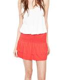 Michael Lauren Vice Mini Skirt w/Smocking in Gypsy Red - SWANK - Skirts - 2