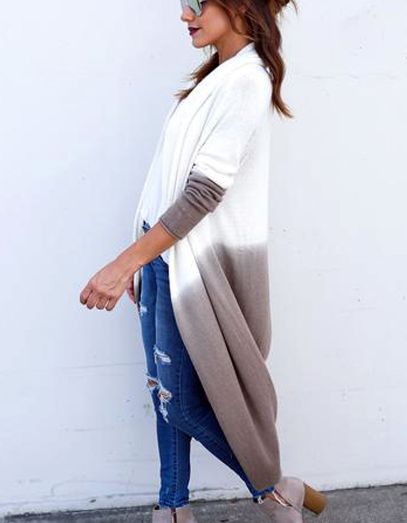 Game Changer Ombre Cocoon Cardigan in White/Taupe