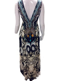 Shahida Parides White Tiger V-Neck Embellished Dress in Bright White - SWANK - Dresses - 7