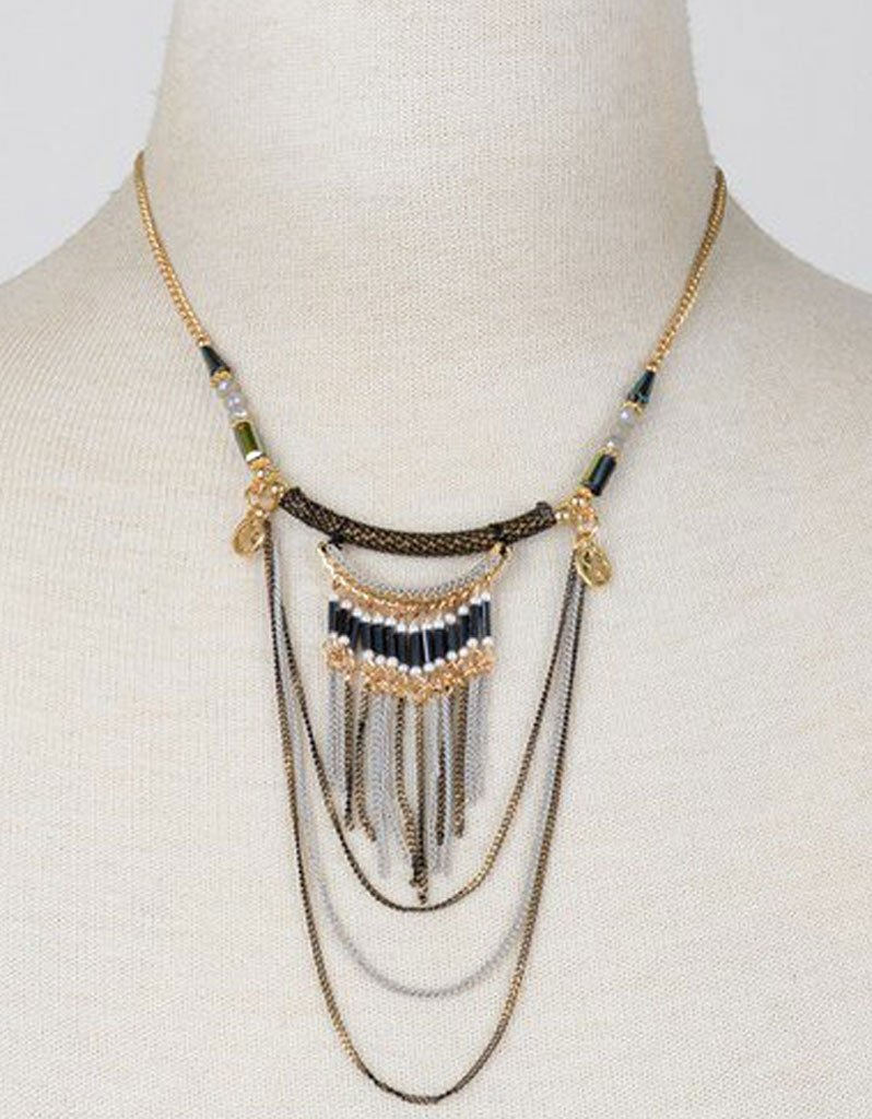 Luxe Military Short Necklace in Brown