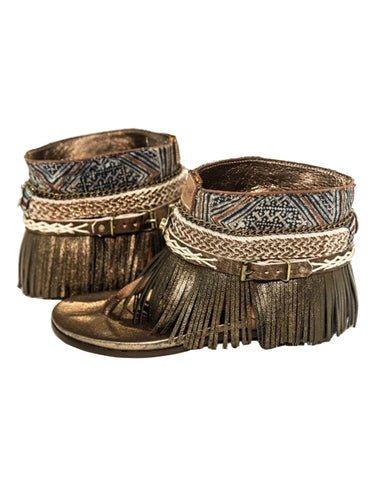 BOHO SANDALS- "Custom made brown fringe sandals"