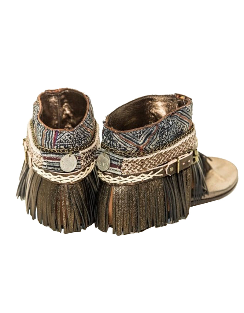 BOHO SANDALS- "Custom made brown fringe sandals" - SWANK - Shoes - 3