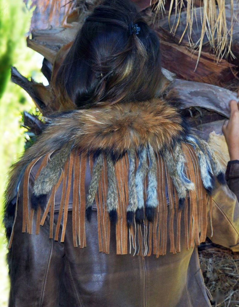 Tan Fur Collar w/Fringe - SWANK - Outerwear - 2