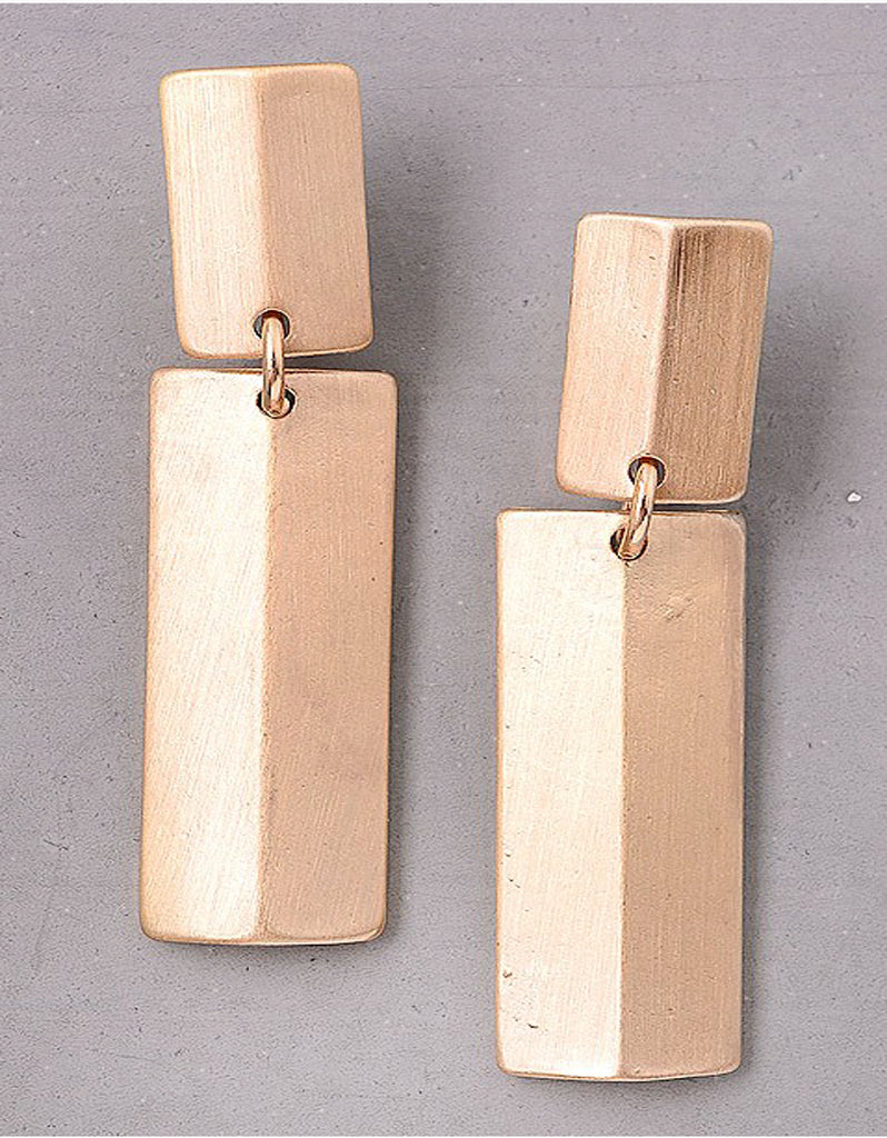 Vintage Snoot Double Rectangle Earrings in Matte Gold
