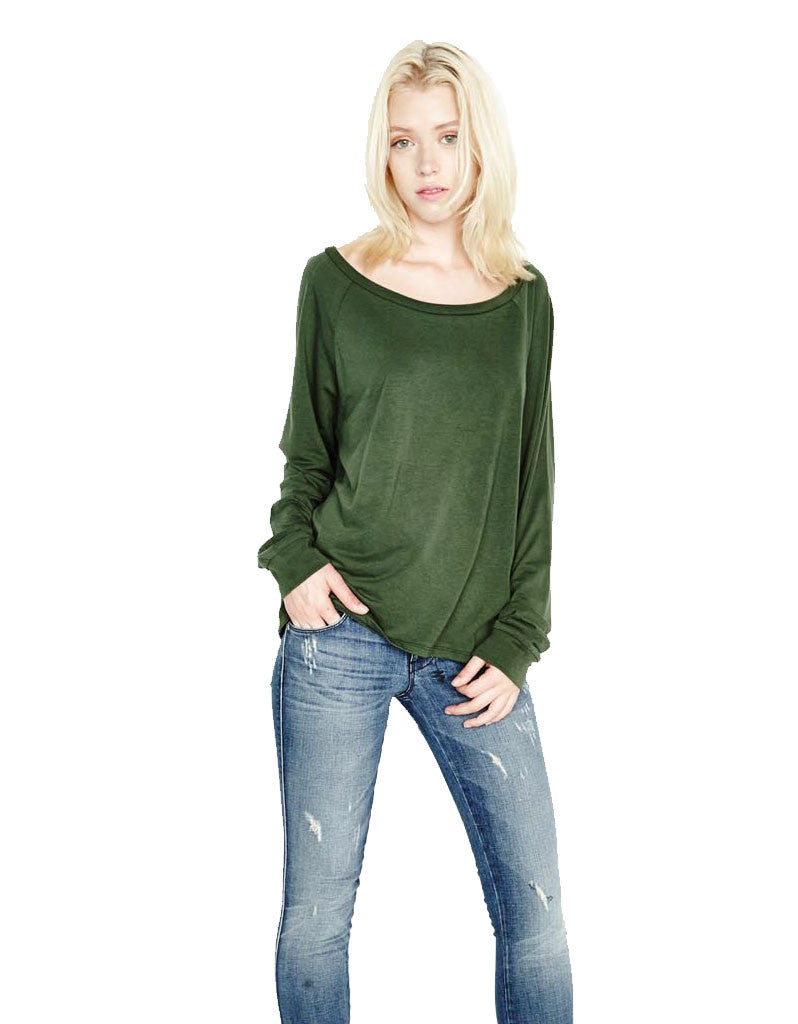 Michael Lauren Kelton L/S Crop Tee in Dark Moss and Navy - SWANK - Tops - 4