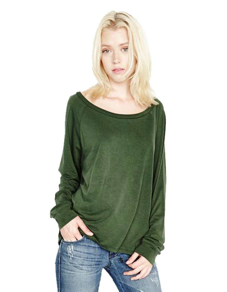 Michael Lauren Kelton L/S Crop Tee in Dark Moss and Navy - SWANK - Tops - 3