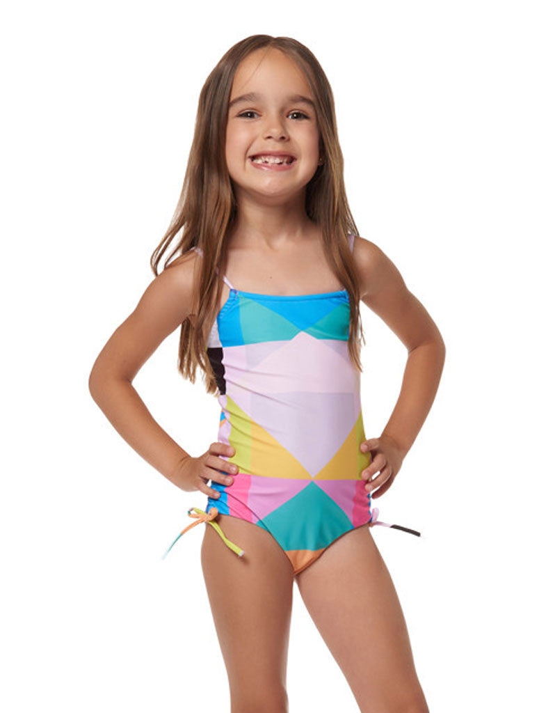 Mara Hoffman Kids Diamond Tie One Piece in Aqua - SWANK - Swimwear - 2