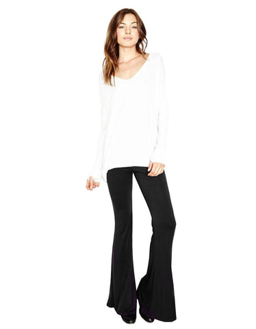 Michael Lauren Branson Draped Top with Thumbhole in Black