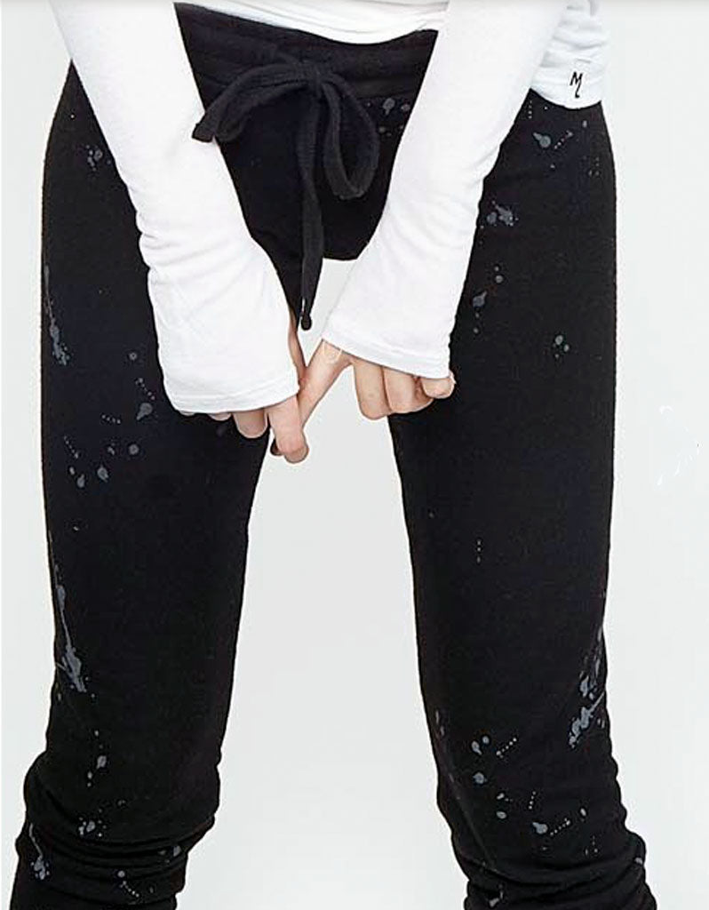 Michael Lauren Bear Sweatpant w/Splatter in Black