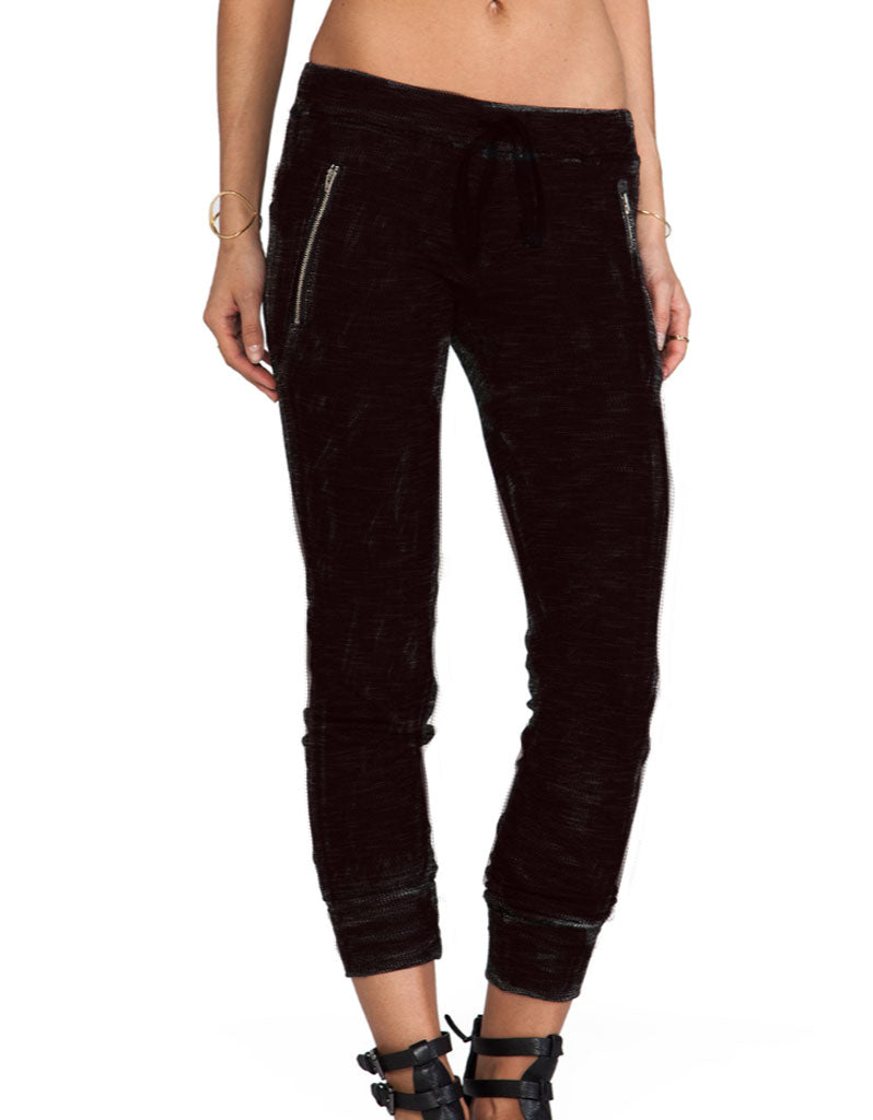 Michael Lauren Joey Skinny Zipper Sweatpants in Black