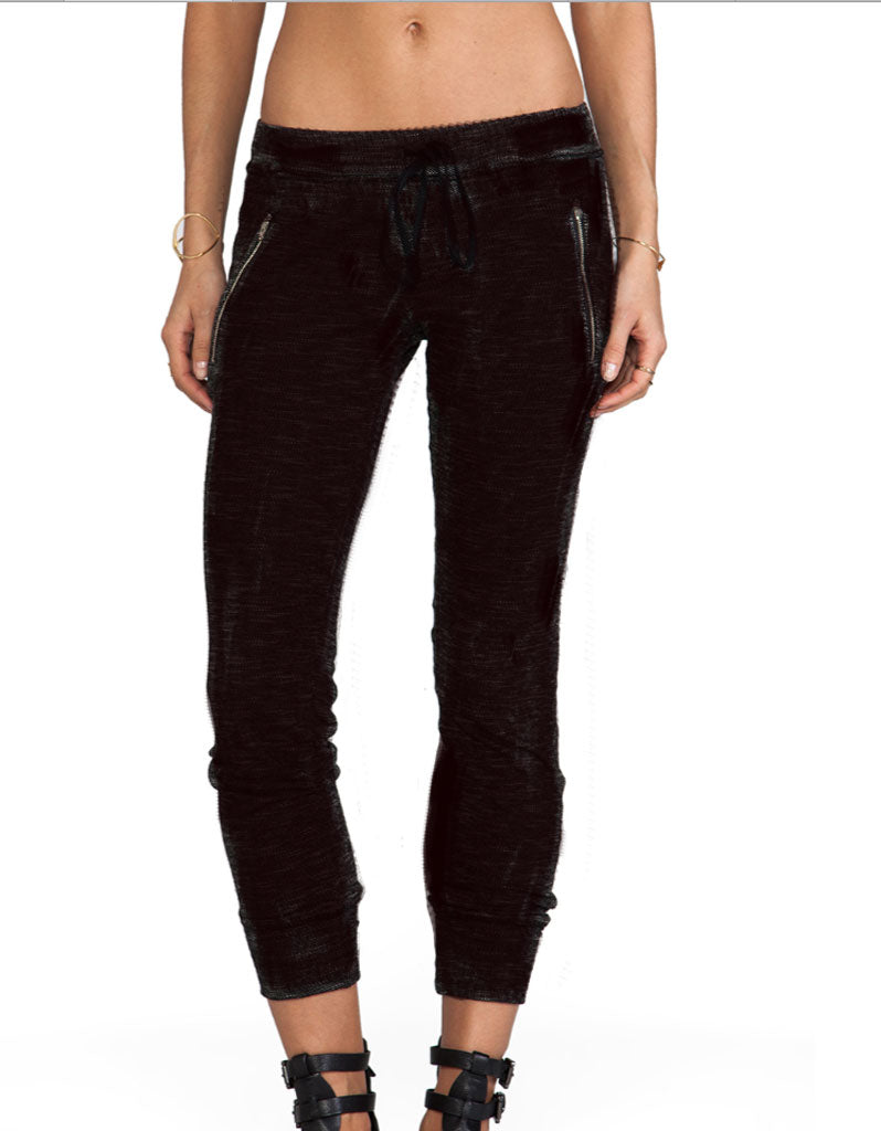 Michael Lauren Joey Skinny Zipper Sweatpants in Black