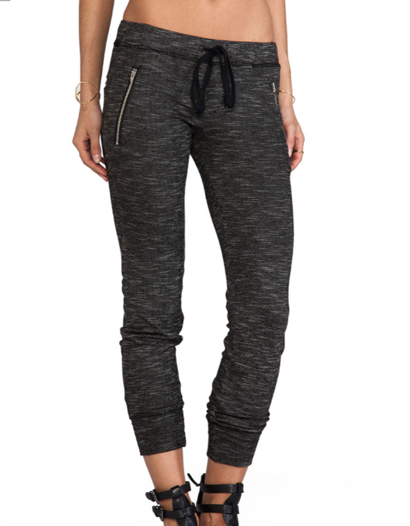 Michael Lauren Joey Skinny Zipper Sweatpants in Black