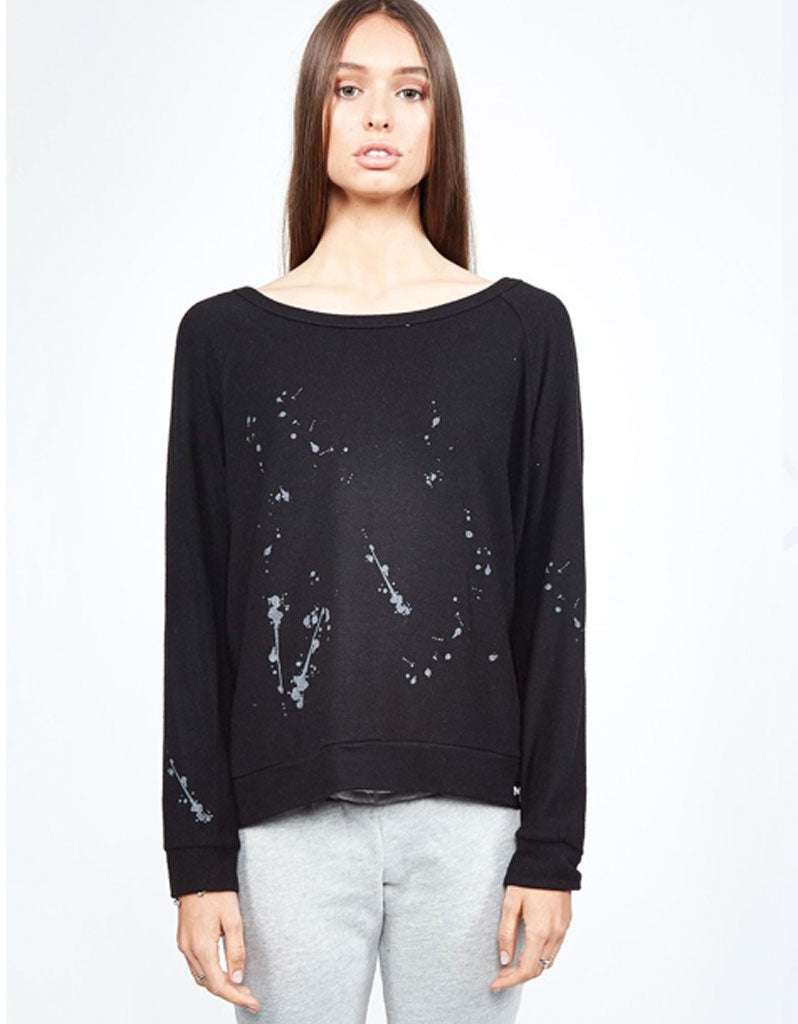 Michael Lauren Kenny Pullover w/Splatter in Black