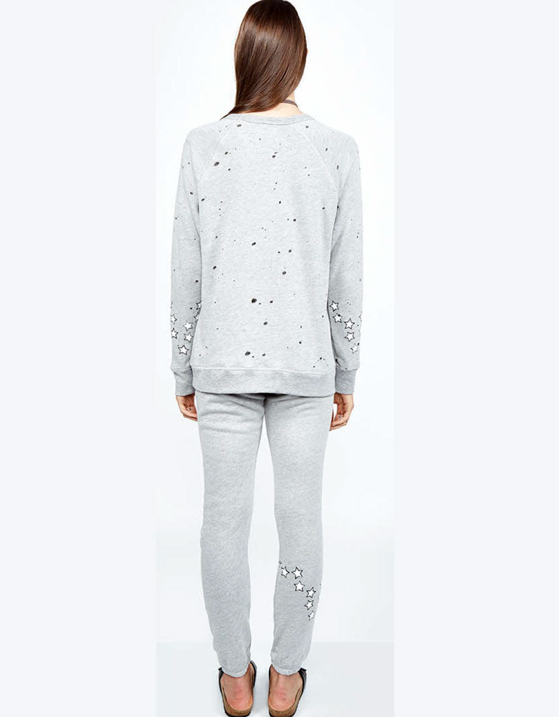 Michael Lauren Renzo Vintage Pullover w/Stars in Heather Grey