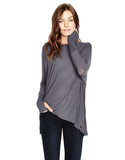 Michael Lauren Branson Draped Top with Thumbhole in Polar Grey - SWANK - Tops - 1