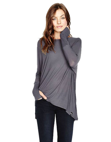 Michael Lauren Branson Draped Top with Thumbhole in Coal