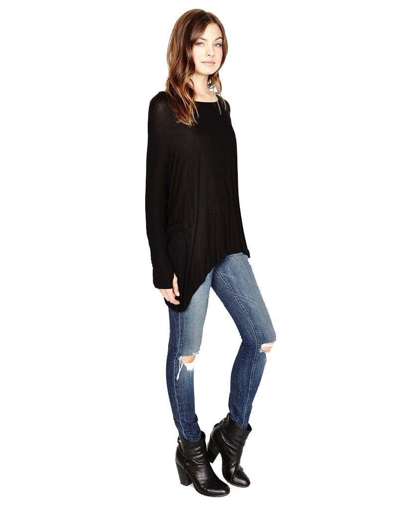 Michael Lauren Branson Draped Top with Thumbhole in Black - SWANK - Tops - 2