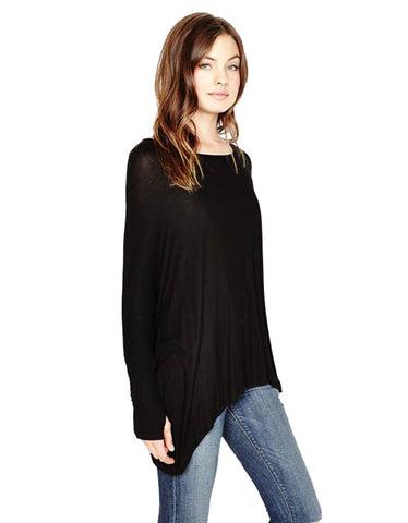 Michael Lauren Branson Draped Top with Thumbhole in Black